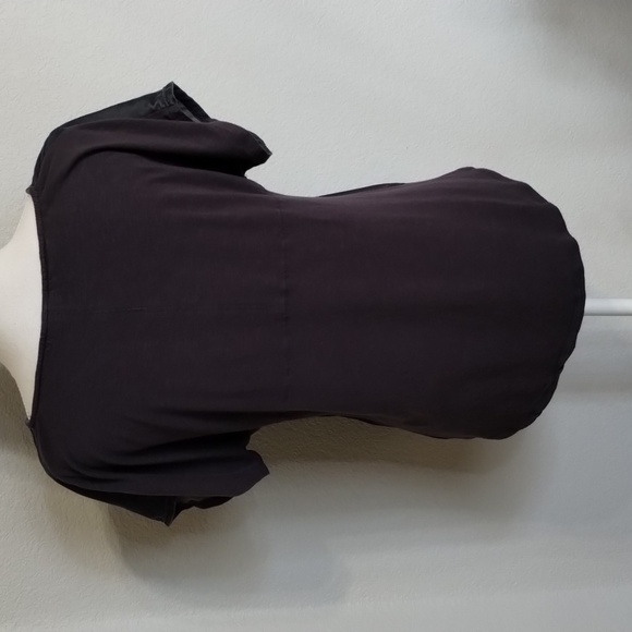 Anthropologie Dolan Dark Gray Blouse Mix Material Size Small Short Sleeve - Picture 5 of 9